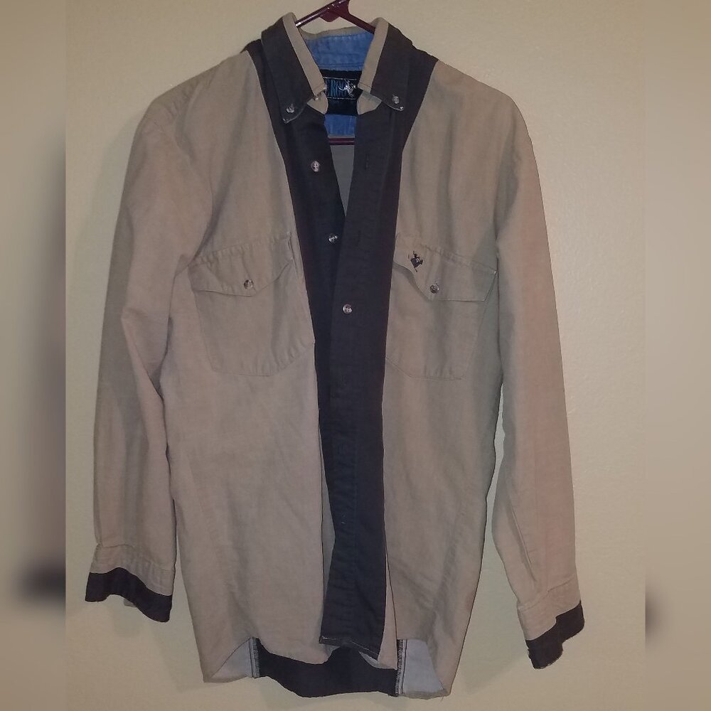 Vintage Roper Black and Tan Button Down Blouse Medium